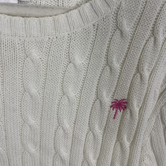 Lilly Pulitzer White Cable Knit Sweater Womens Size M Minimalist Preppy Travel - Picture 4 of 9
